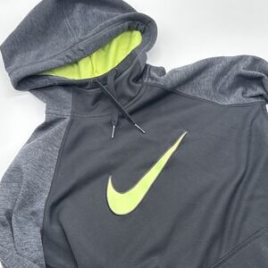 Nike Thermafit Long Sleeve Hooded Sweatshirt Womens XS Black Center Swoosh Black